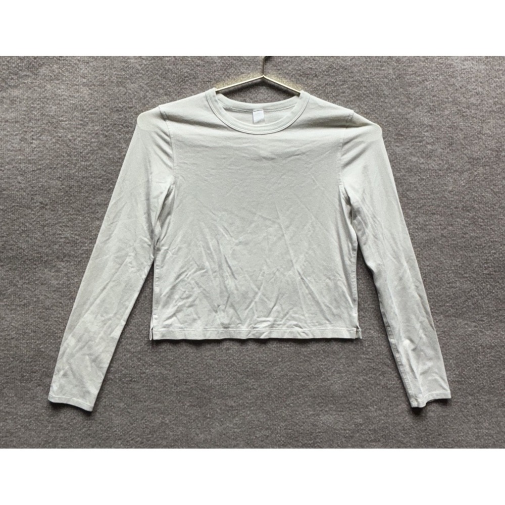 Lululemon Shirt Women 0 Beige Boxy Cotton Long Sleeve Waist Length Crop EUC